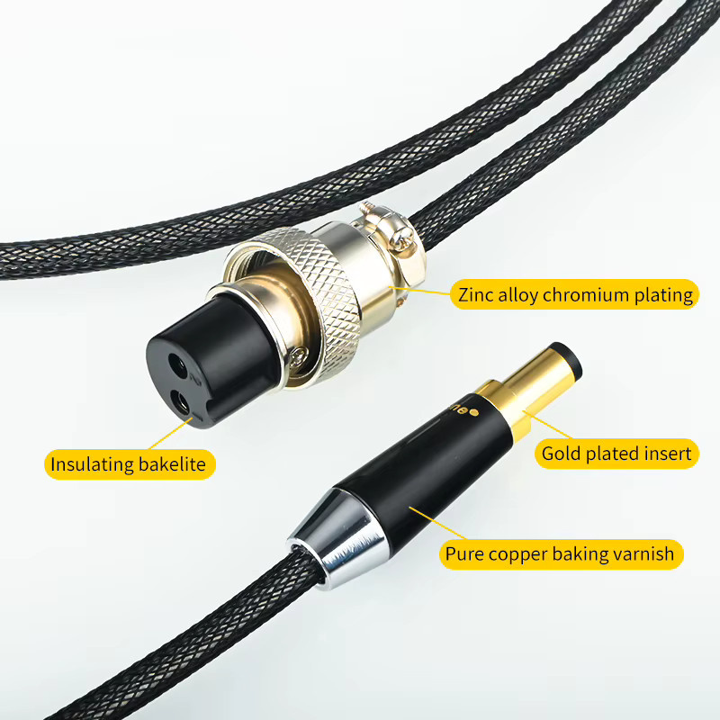 CUICUI EGG HiFi-Gleichstromkabel aus Sterlingsilber mit Luftfahrtsteckern, 0,5 mm2, Schwarz - Bild 4