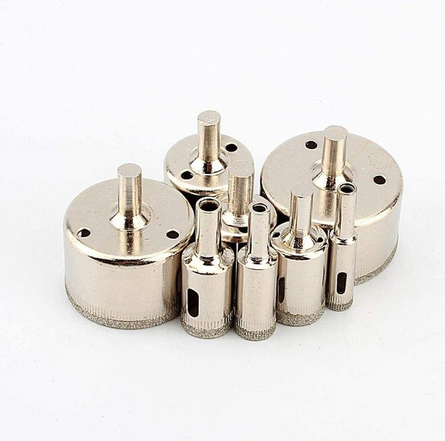 8er Set Diamantbeschichtete Lochsäge Bohrer für Marmor Keramik und Fliesen in Silber, Durchmesser: 10 mm und 50 mm - Bild 1