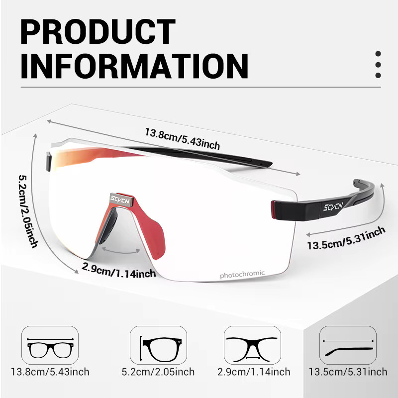 SCVCN Sportsonnenbrille, Photochrome, Vollrand, Unisex, TR90 - Bild 6