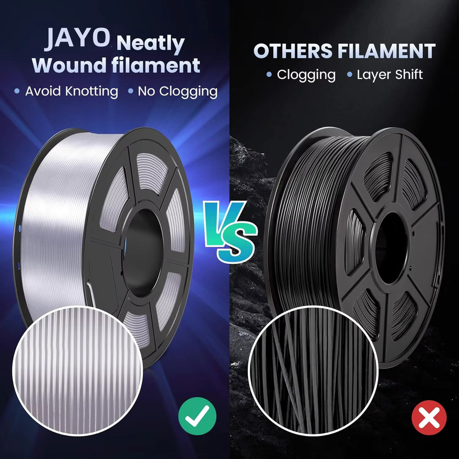 JAYO 3D Silk PLA+ Filament Set, 1,75 mm, 5 Rollen in Schwarz und Weiß für FDM 3D-Drucker - Bild 5