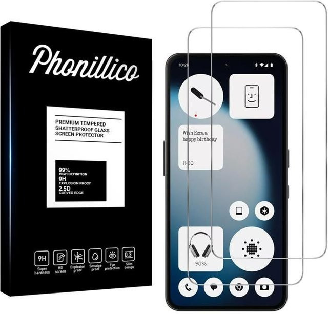 Phonillico Displayschutzfolie aus gehärtetem Glas für Nothing Phone 3a Lite, 2er-Pack, transparent - Bild 1