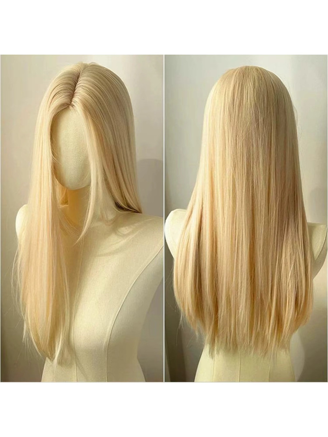 Synthetische Perücke, hellblonde Hochtemperaturfaser, 28 Zoll, gerade - Bild 1