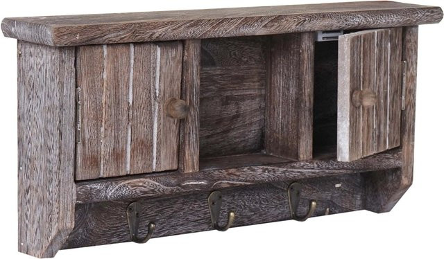 Schlüsselbrett MCW A48 aus Massiv-Holz mit Türen in Shabby Braun - Bild 2