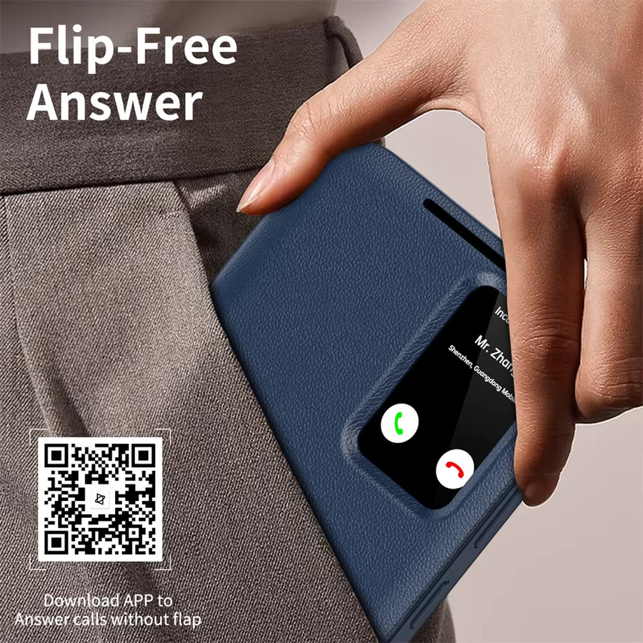 Smart-Lederhülle Flip-Cover mit Sichtfenster für Samsung Galaxy S26 S25 S24 S23 S22 Ultra Plus S25Edge A16 A17 A27 A37 A55 A56 A57 in Braun und Blau - Bild 6