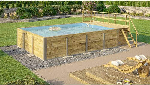 WEKA Massivholzpool 595 Aufstellpool aus Massivholz in Blau, B/H/L: 416 x 116 x 644 cm - Bild 1