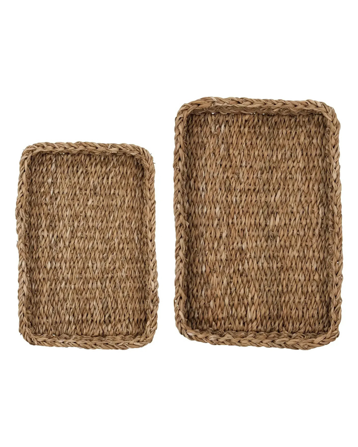 Meraki Tablett Set aus Seegras in Braun, 2er Set, rund, Durchmesser: 30 cm - Bild 1
