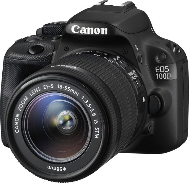 Canon EOS 100D DSLR-Kamera mit EF-S 18-55mm f/3.5-5.6 IS STM Zoomobjektiv in Schwarz - Bild 1