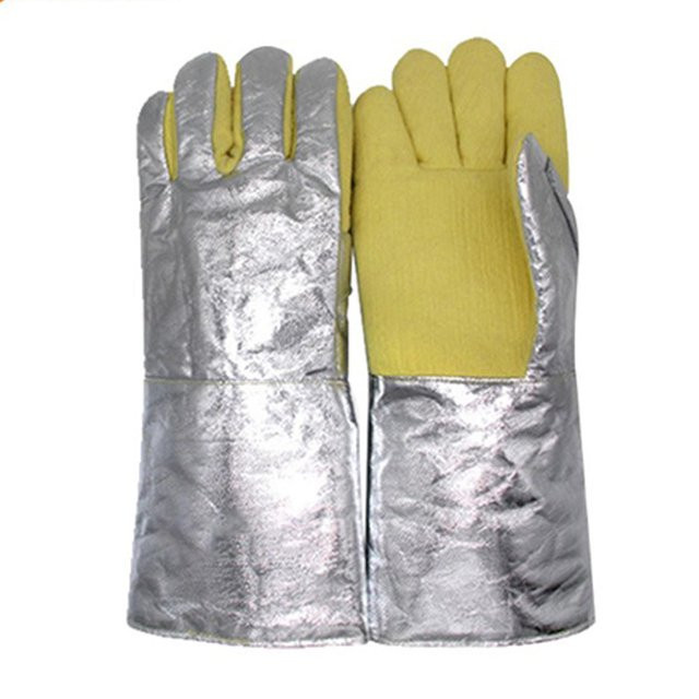Hitzebeständige Aramid-Handschuhe von CosyHome mit Aluminiumfolienrücken zur Isolierung bis 500 Grad, Farbe: beige/silver - Bild 1
