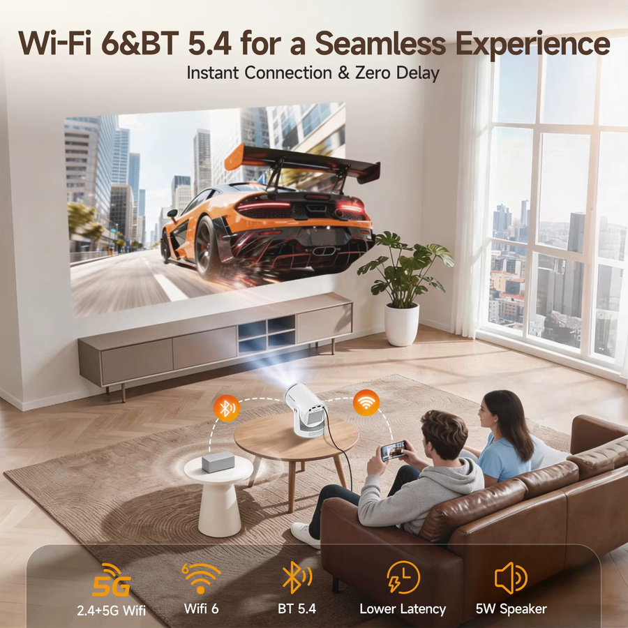 Magcubic HY320Pro Beamer in Weiß mit Native 1080P Full HD, Android 14 und Autofokus für dein tragbares Heimkino - Bild 3
