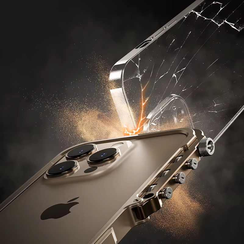 Aluminium Metall Bumper Rahmen Schutzhülle für iPhone 16 15 14 13 Pro Max Plus in Gold - Bild 2
