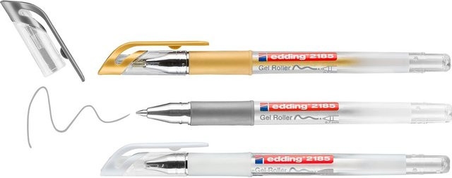 edding 2185 Gelroller Metallic 3er-Set mit Gold, Silber, Weiß und Multicolour - Bild 1