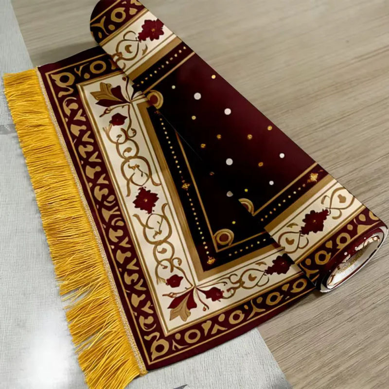 VIKAMA Luxuriöse Gebetsmatte mit floralem Design, maschinenwaschbar und orientalisch im Stil - Bild 4