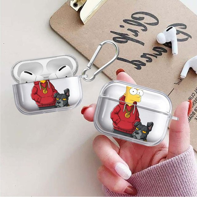 Transparente Kopfhörerhülle im Simpsons Cartoon Design für Apple AirPods 3, 1 Pro, 3 Pro, 2 Pro und 4 - Bild 1