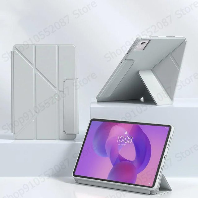 Lenovo Idea Tab Pro 12.7 Smart Fold Hülle aus PU-Leder mit magnetischer Abdeckung und Ständerfunktion in Grau - Bild 1
