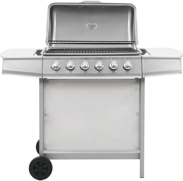 vidaXL Gasgrill aus Edelstahl mit 6 Flammen in Silber mit elektronischer Zündung und Thermometer - Bild 1