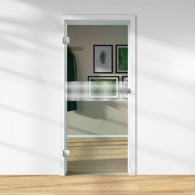 Skyscope Glasdrehtür ESG Floatglas mit Lasermattierung, DIN Links, Transparent, H x B x T: 197,2 x 83,4 x 0,8 cm - Bild 1