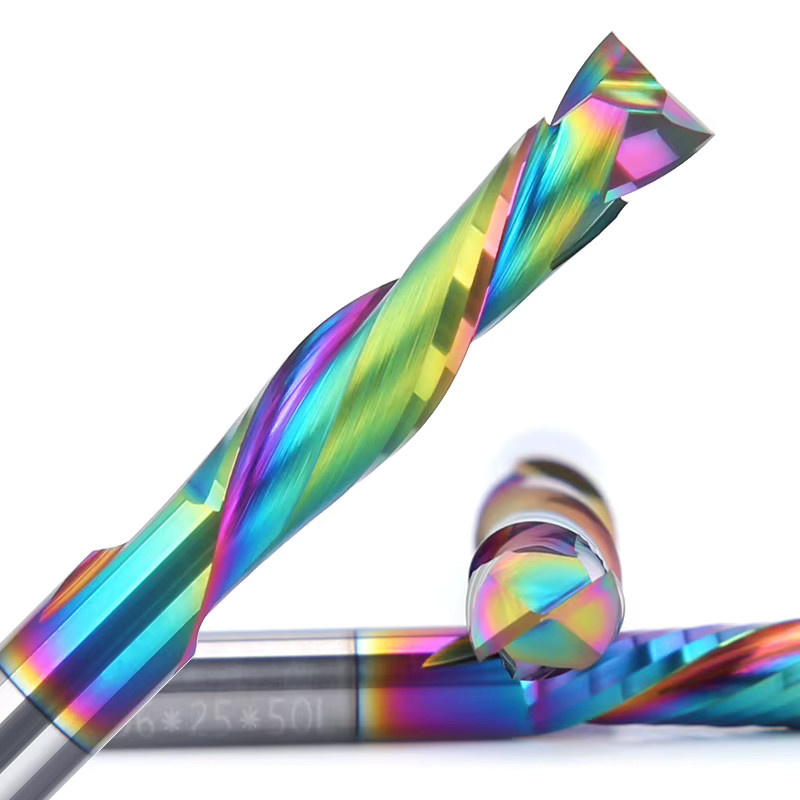 HUHAO Hartmetall-Spiralfräser mit zwei Schneidklingen als Kompressionsfräser für Holz und Acryl, Multicolor - Bild 2
