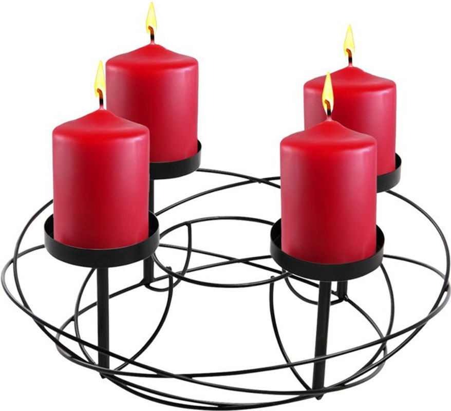 SPETEBO Adventskranz aus Metall in Schwarz mit 4 Kerzentellern für Stumpenkerzen, Durchmesser: 37 cm - Bild 1