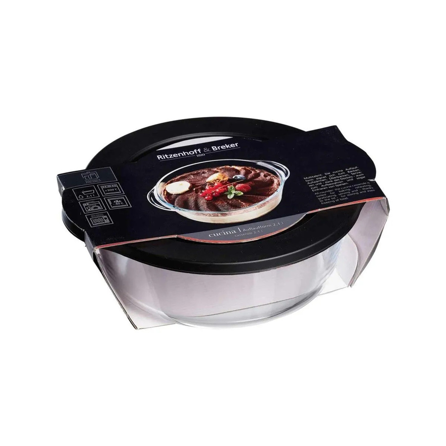 Ritzenhoff & Breker Cucina Auflaufform aus Glas mit Frischhaltedeckel, rund, transparent, 2,1 Liter - Bild 2