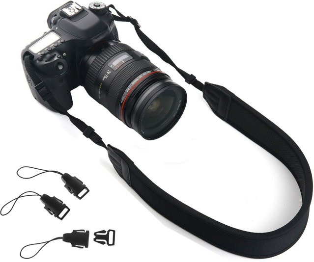 DIXSG Kamera-Schultergurt und Nackengurt für DSLR SLR Digitalkameras in Schwarz, verstellbar für Canon, Sony, Nikon, Fuji und Panasonic - Bild 1