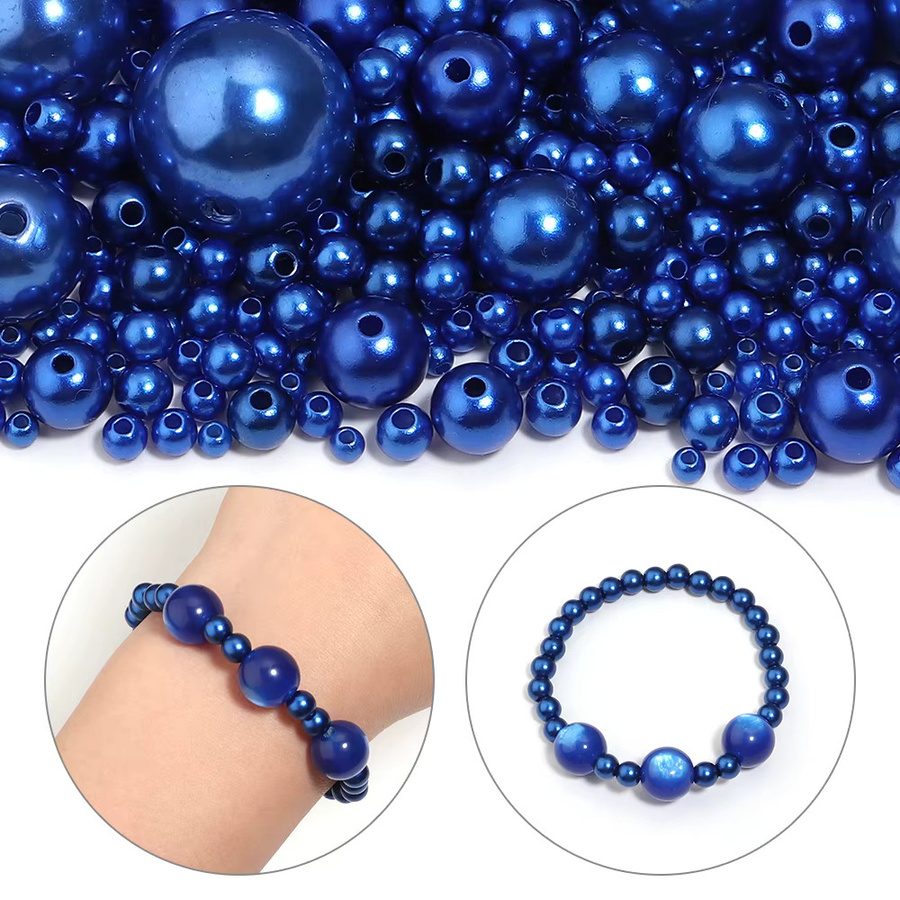 louleur Perlen, tiefblau, rund, ABS-Imitationsperlen, Unisex - Bild 4
