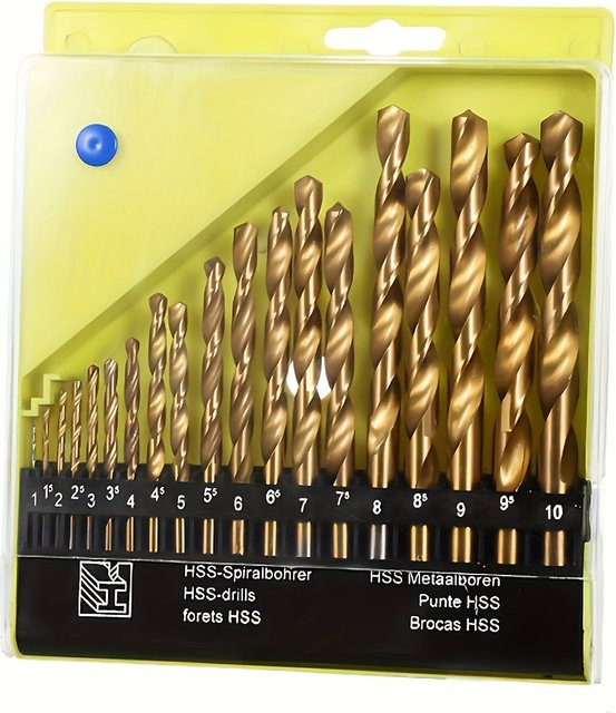 NIUXIANG 19-teiliges HSS-Cobalt Bohrer-Set M35, Gold, 1–10 mm, für Edelstahl und Hartmetall - Bild 1