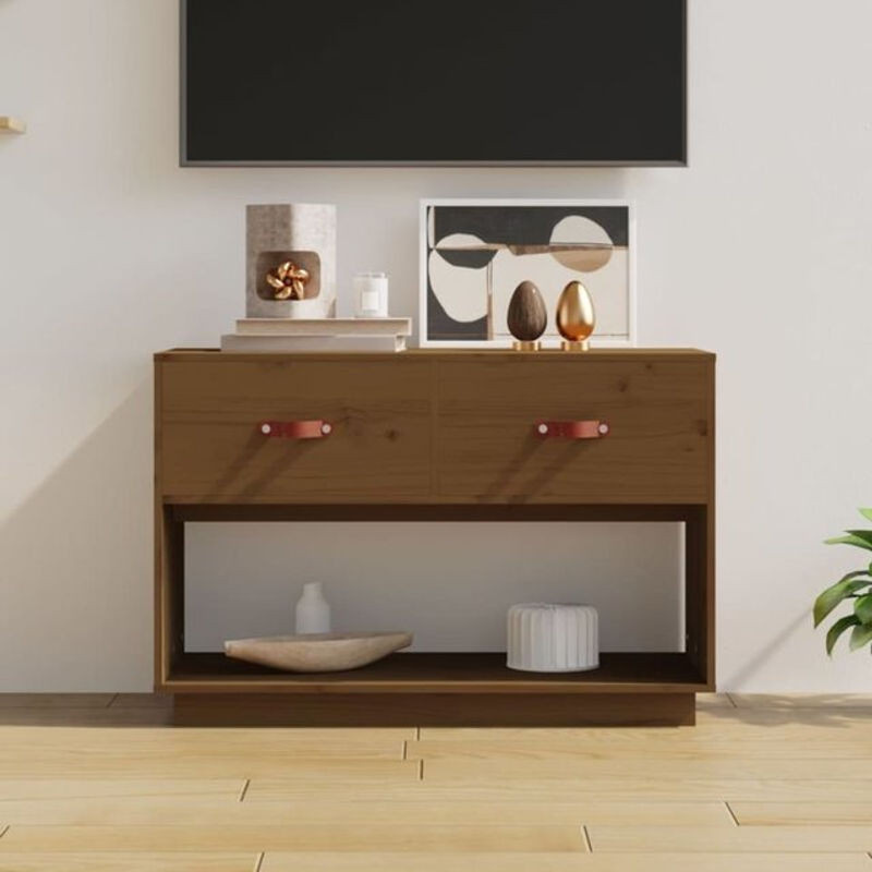 Vidaxl TV-Schrank aus Massivholz Kiefer in Braun, B/T/H: 90 x 40 x 60 cm - Bild 1