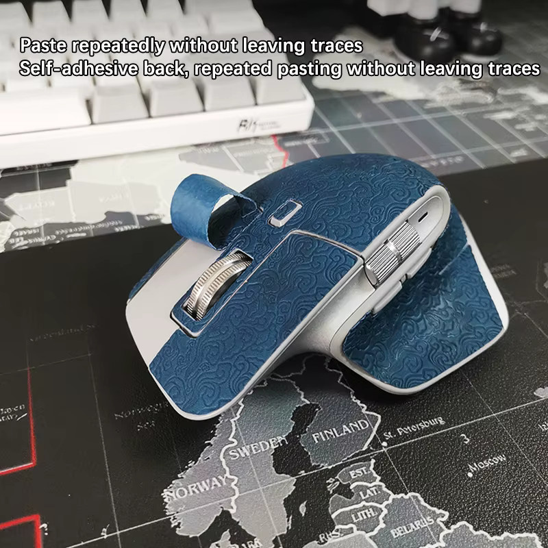 Rutschfester Mausaufkleber Logitech MX Master 3 als Mausgriffband in Blau, schweißabsorbierend und bedruckt - Bild 5