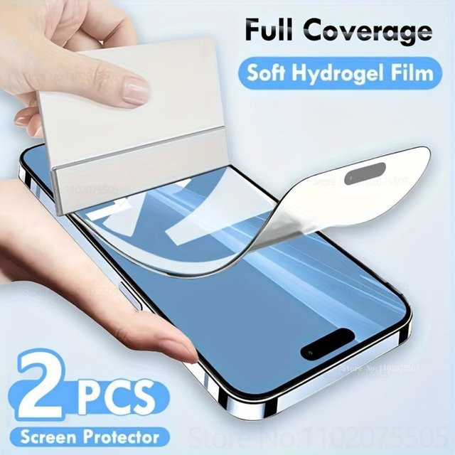 2 Stück HKXC HD-Hydrogelfolie transparent für iPhone 17 16 15 14 13 12 11 Pro Max Plus X XR XS als Displayschutzfolie mit vollständiger Abdeckung - Bild 1