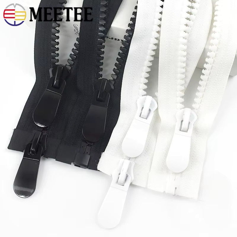 Meetee Kunststoff-Reißverschluss Reparatur-Set mit Doppel- und Einzelschieber für Taschen und Zelte, Farben: Schwarz und Weiß, Länge: 70-150 cm - Bild 2