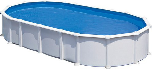 GRE Ovaler Stahlwand-Pool Poolset in Weiss, B/L/H: 375 x 730 x 132 cm - Bild 1