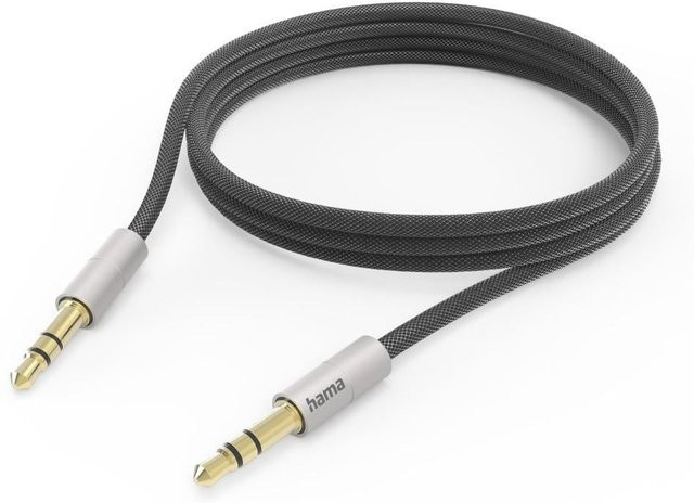 Hama Aux-Kabel AluLine 3,5 mm Klinke in Silber/Schwarz, Länge: 2,0 m - Bild 1