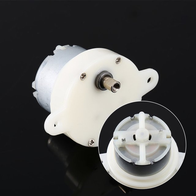 Qiilu 12V Gleichstrommotor mit hohem Drehmoment und Getriebe, langsame Drehzahl 3 U/min, 4mm Wellendurchmesser, in Weiß oder Multicolor - Bild 1