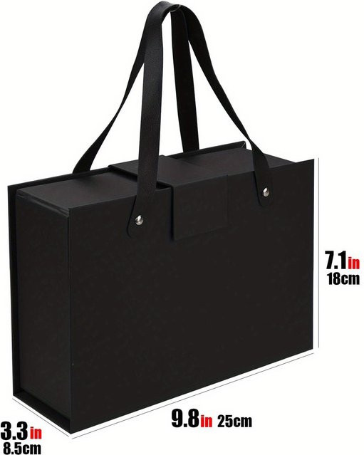 Magnetische Geschenkbox mit Deckel und Griff in Schwarz für Hochzeiten und besondere Anlässe - Bild 1