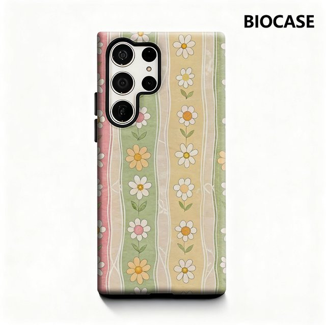 Daisy Lines Handyhülle für Samsung Galaxy S25 Ultra, S24 und S23 Ultra Plus mit glänzender doppellagiger Rückseite in Multicolour - Bild 1