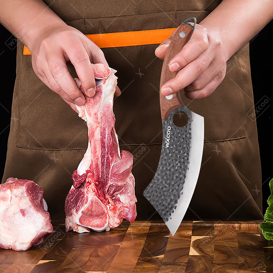 WXCOO Handgeschmiedetes Edelstahl-Küchenmesser mit braunem Holzgriff als multifunktionales Ausbeinemesser für Obst und Gemüse - Bild 2