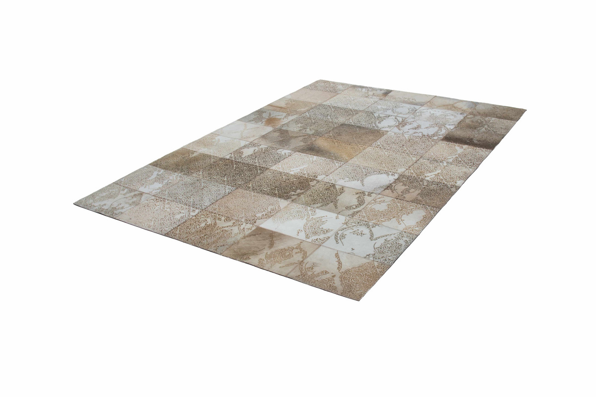 Kayoom Teppich Cobra 343 Beige aus Leder, handgefertigtes Unikat mit gelasertem Design, B/T: 75 x 140 cm, Höhe: 1,8 cm - Bild 1