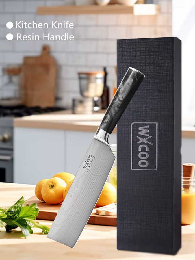 WXCOO Santoku-Messer aus japanischem Damast als vielseitiges Küchenmesser für Fleisch und Obst - Bild 6