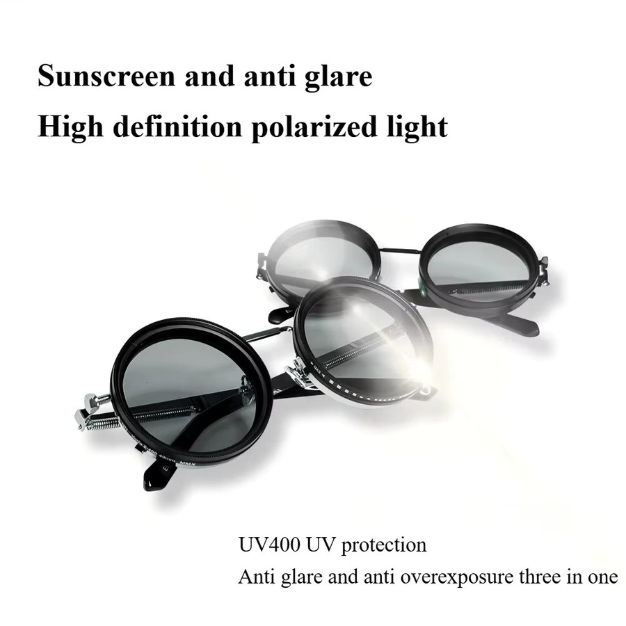 ND9 Sonnenbrille, Rund, Vollrand, Schwarz, Unisex, polarisiert - Bild 3