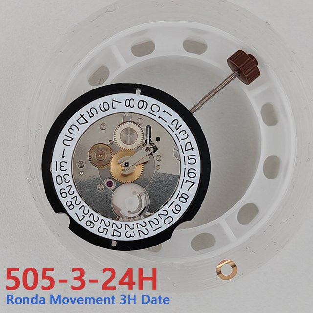 RONDA GMT Quarzwerk, 4 Zeiger, 505-24H Mod, 505.3.24H - Bild 1