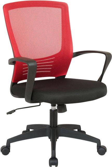 TPFLiving Bürostuhl Kamira mit Netzbezug und Armlehnen in Rot/Schwarz, B/T/H: 58 x 53 x 101 cm - Bild 1