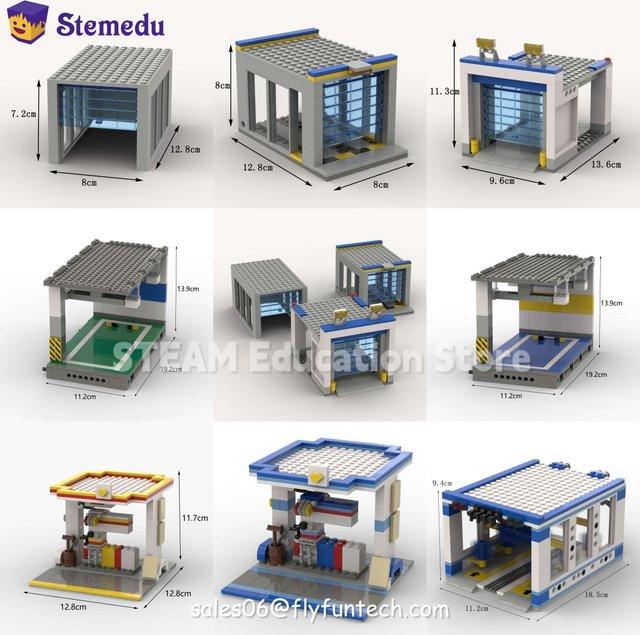 Stemedu MOC Tankstelle Auto Waschen Parkplatz Garage, Bausteine - Bild 1