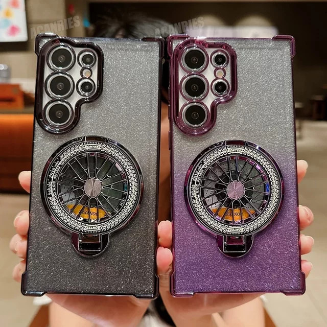 Schutzhülle mit integriertem Standfuß für Samsung Galaxy S25 S24 S23 S22 Ultra Plus FE und A-Serie in Silber - Bild 1