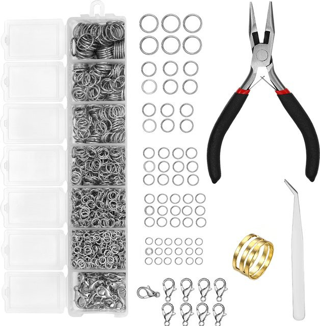 St.kunkka Schmuckzubehör-Set, Biegeringe und Karabinerverschlüsse mit Zange - Bild 1
