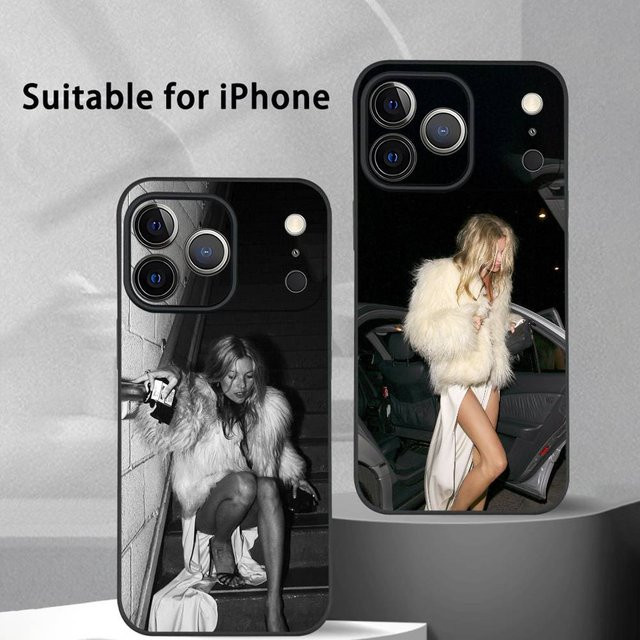 Kate M-Moss Trendige Handyhülle für iPhone 11 bis 17 Pro Max Plus Mini in Schwarz mit Frosted Soft Shell Design - Bild 1