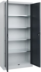 C+P Werkstattschrank Basis PLUS in Grau und Anthrazit mit Türen und Schloss, Stahl, H x B x T: 195 x 93 x 40 cm - Bild 1