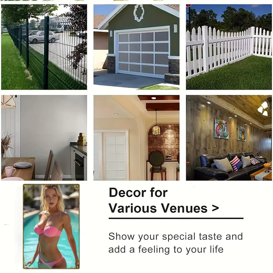 HELLOYOUNG Vintage Metallwandkunst Elegante Blondine im Rosa Bikini am Pool B/H: 20,32 x 30,48 cm - Bild 2