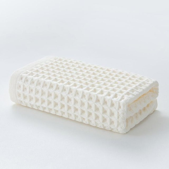 Japanischer Waffel-Stil Gesichtshandtuch aus reiner Baumwolle, schnelltrocknend, B/H: 34 x 74 cm - Bild 1