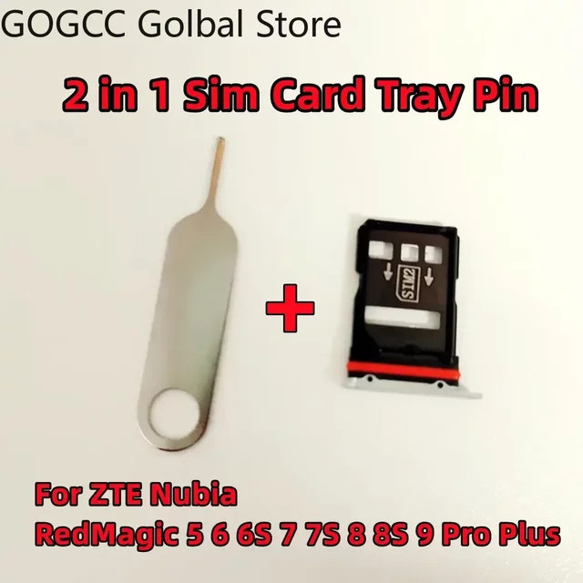 2-in-1 SIM-Kartenhalter mit Pin für ZTE Nubia Red Magic 6 6S 7 7S 8 8S 9 9S 10 10S 11 Pro Plus 5G Ersatz-Adapter in Schwarz - Bild 1