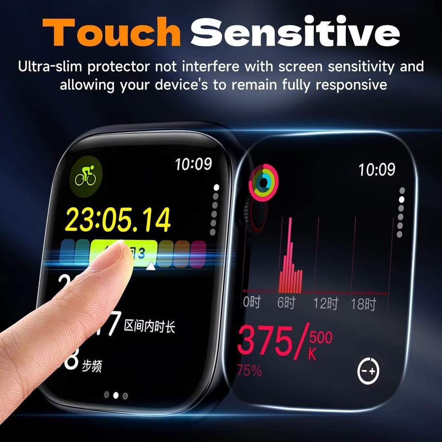 EWIND Keramikfolie Displayschutz für Apple Watch Serie 10 9 8 7 6 5 SE Ultra 2 transparent, 2 Stück - Bild 2